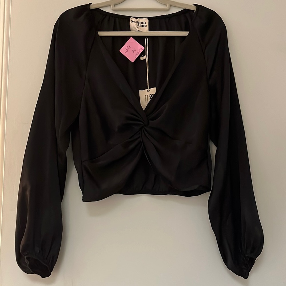 Savanna Jane black silk top NWT